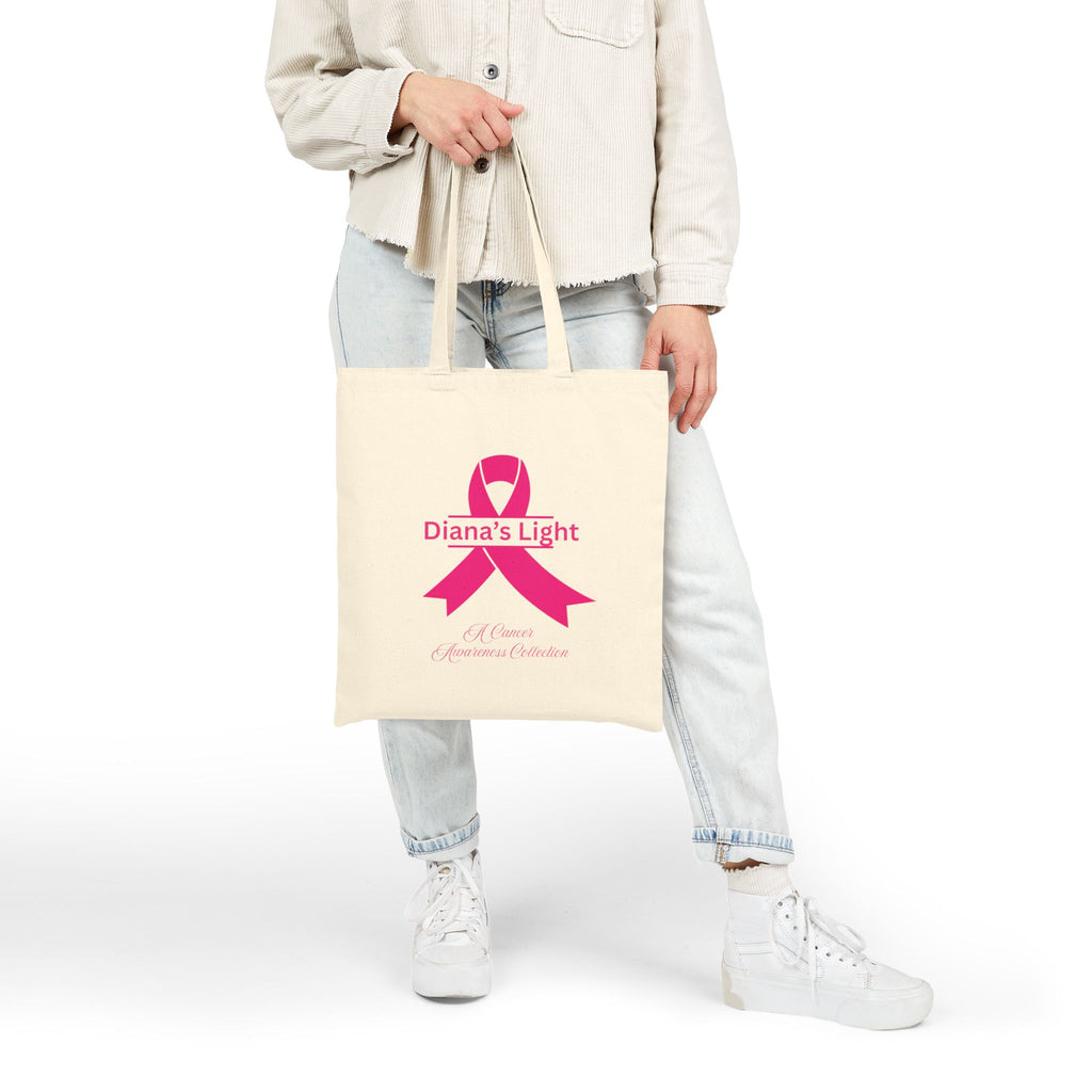 Breast Cancer Awareness Tote Bag — 'Diana's Light' Pink Ribbon Canvas
