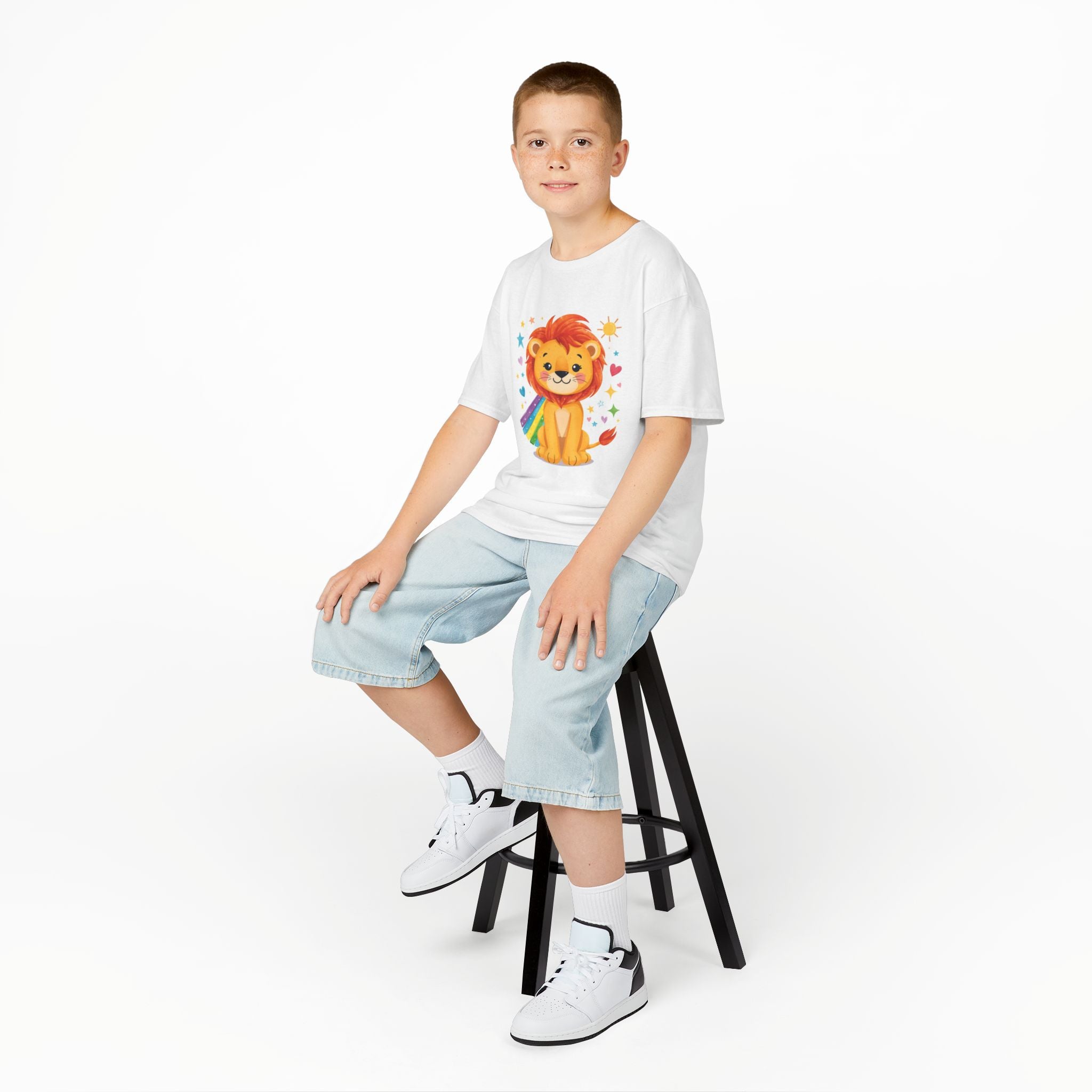 Kids Lion T-Shirt — Cute Rainbow Cape Lion Graphic Tee for Children