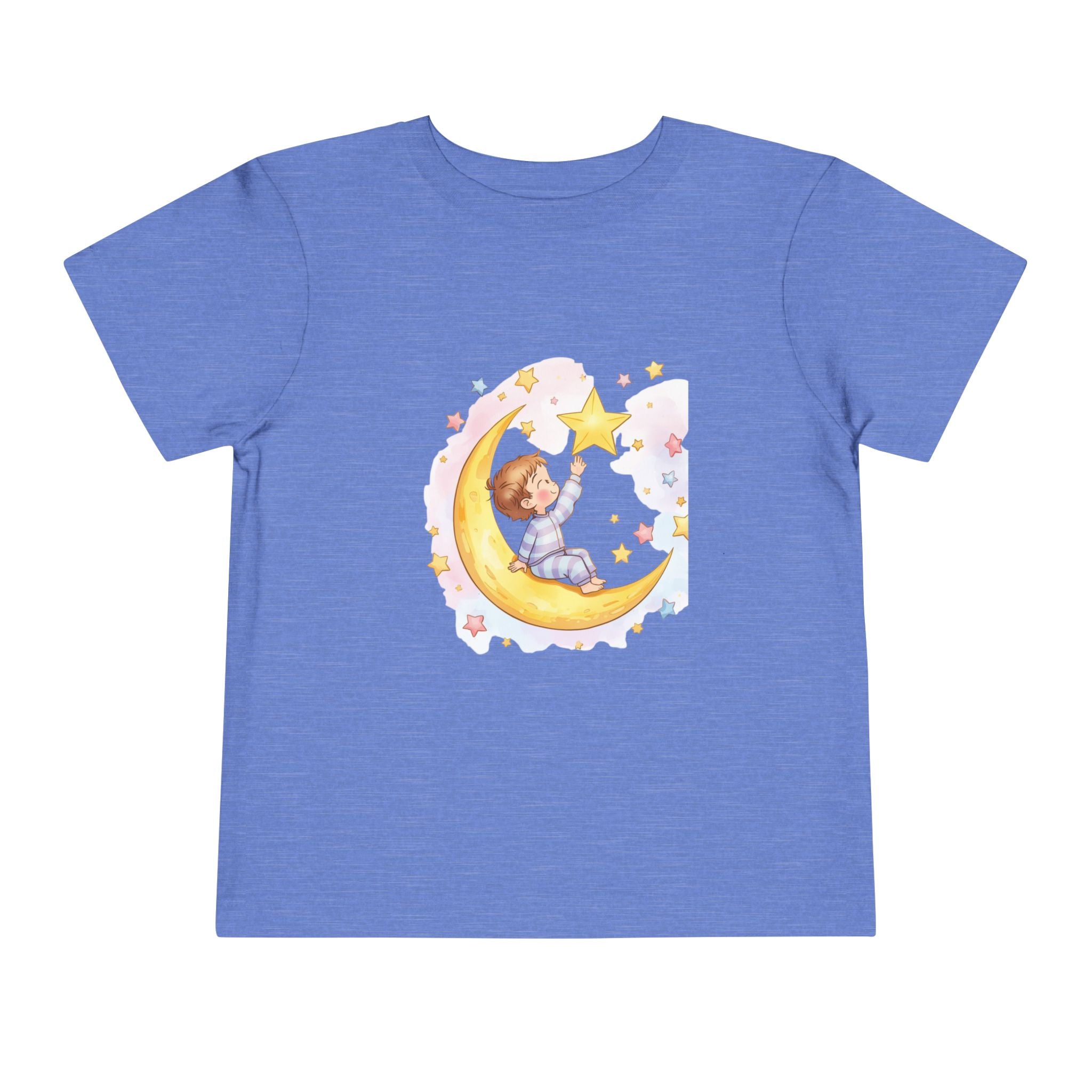 Wish Upon a Star Toddler Tee – Baby on Moon Starry Night Sleepy time Shirt