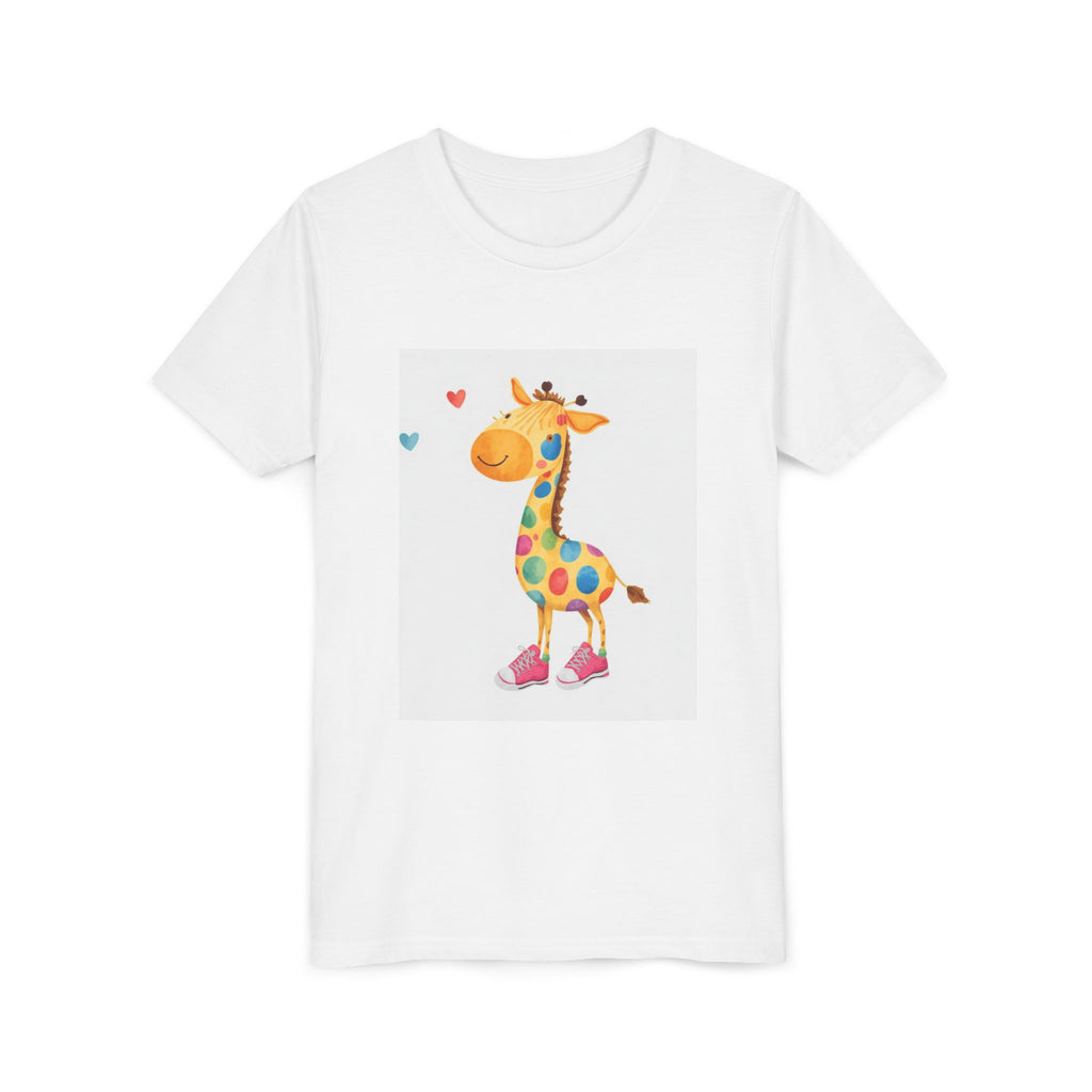 Kids Giraffe Tee — Colorful Polka Dot Giraffe Graphic Youth T-Shirt