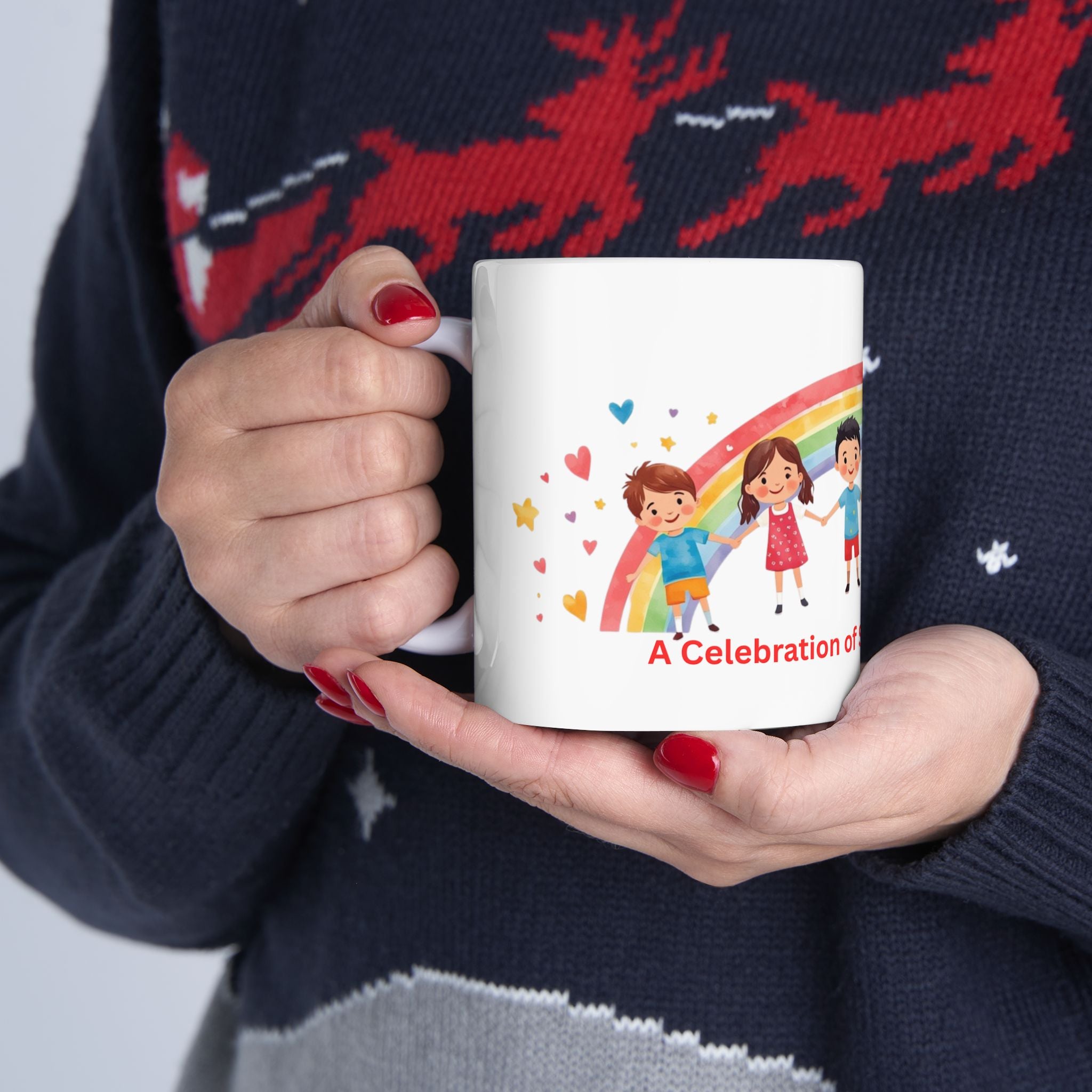 Survivor Celebration Kids Rainbow Ceramic Mug (11oz & 15oz)