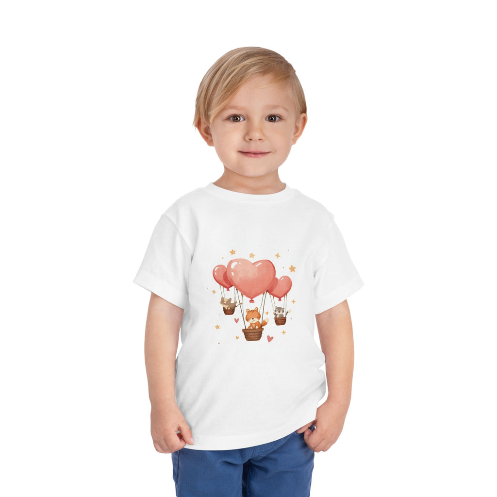 Toddler Tee — Heart Balloon Adventure Hot Air Balloon Graphic (Valentine’s Cute)