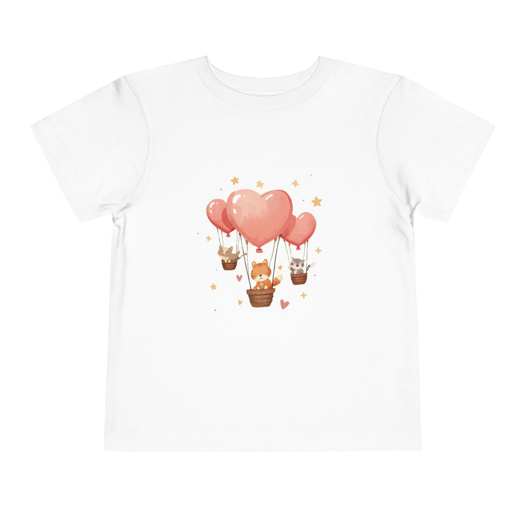 Toddler Tee — Heart Balloon Adventure Hot Air Balloon Graphic (Valentine’s Cute)