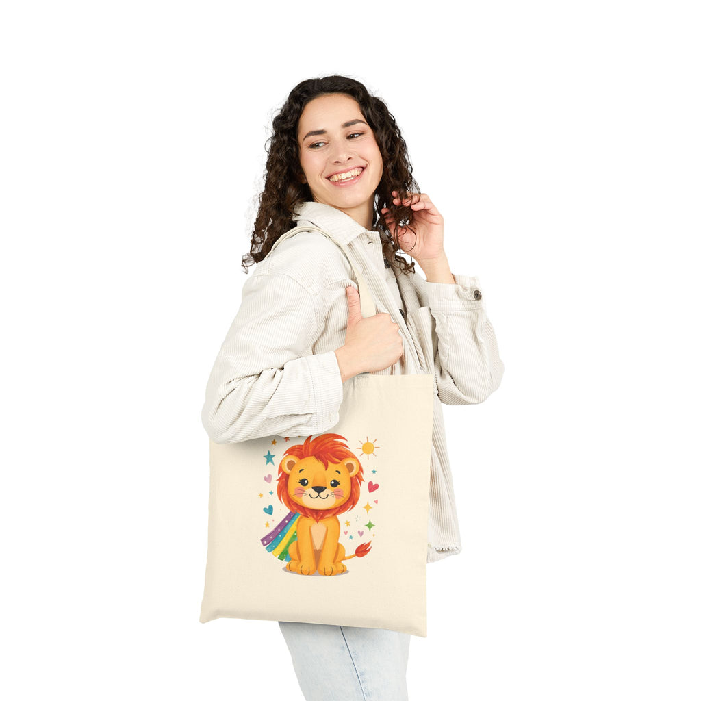 Cute Lion Canvas Tote Bag — 'Art with Heart' Kids Reusable Shopper
