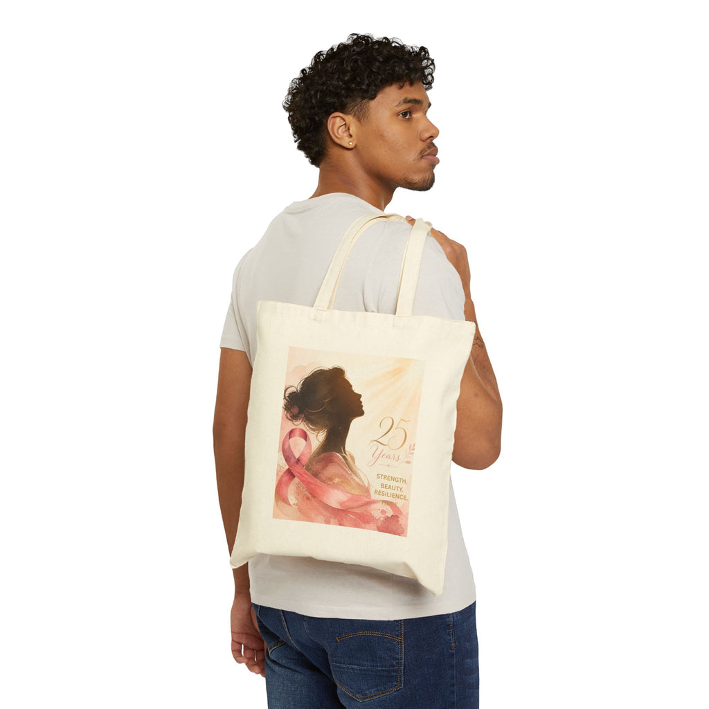Breast Cancer Awareness Tote Bag — 'Diana's Light' Pink Ribbon Canvas