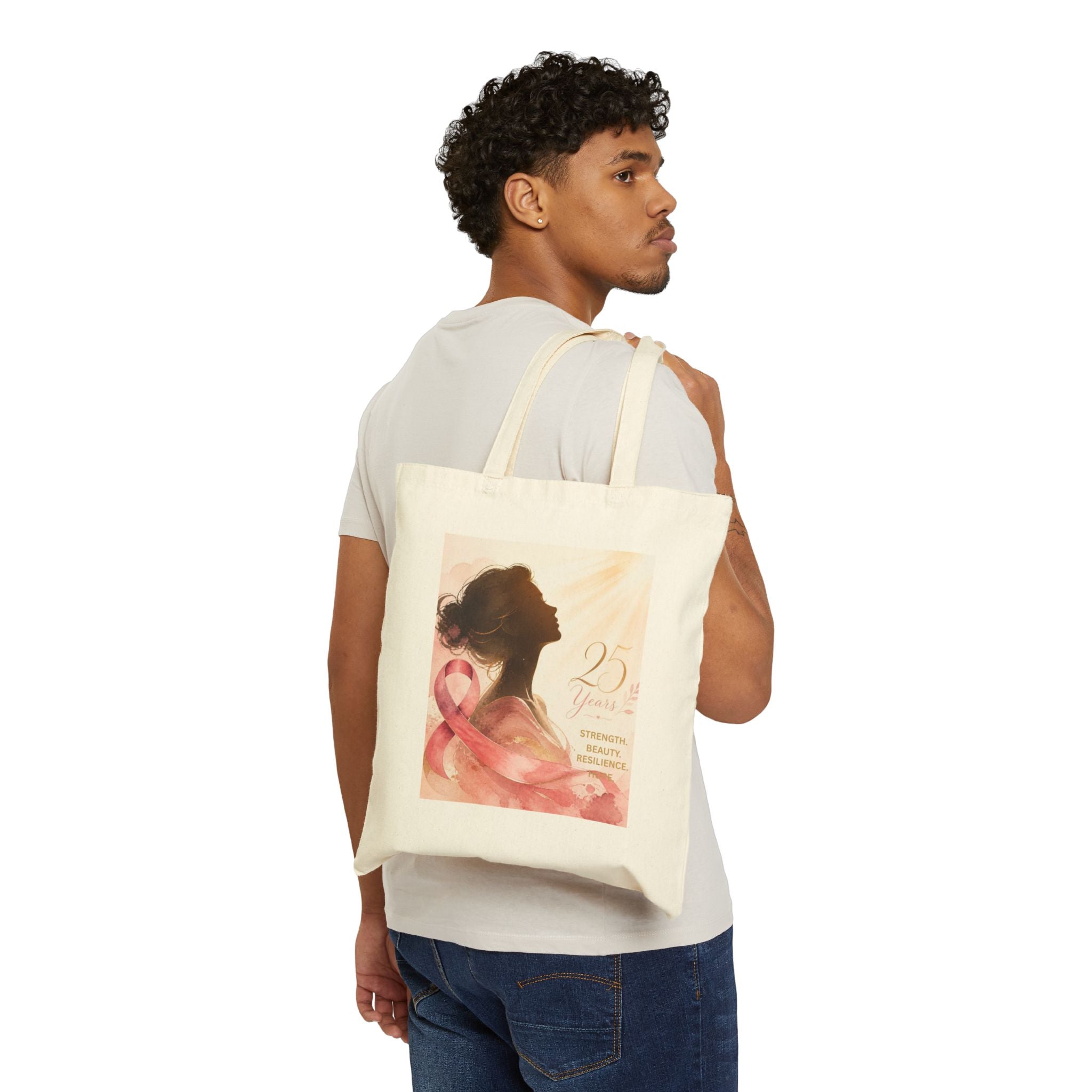 Breast Cancer Awareness Tote Bag — 'Diana's Light' Pink Ribbon Canvas