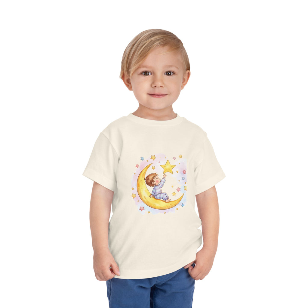 Wish Upon a Star Toddler Tee – Baby on Moon Starry Night Sleepy time Shirt