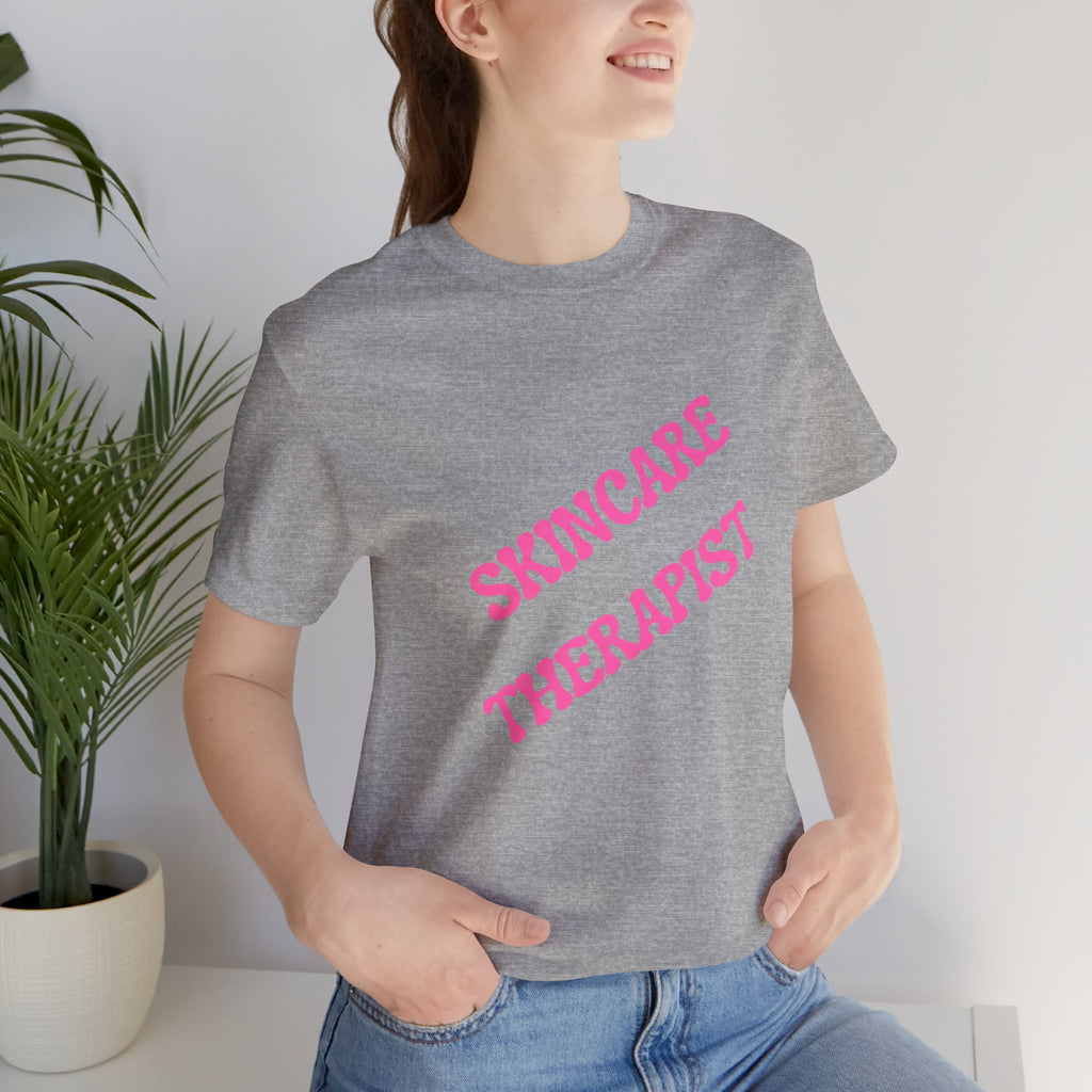 Skincare Therapist T-Shirt — Pink Script Beauty Aesthetic Tee
