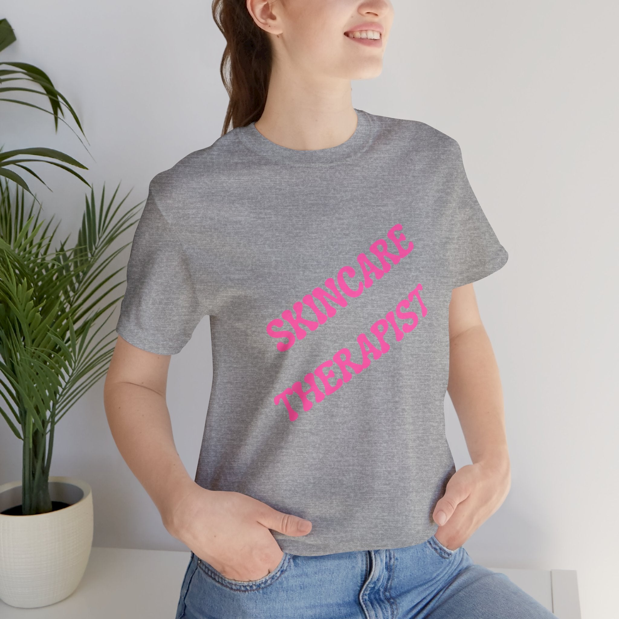 Skincare Therapist T-Shirt — Pink Script Beauty Aesthetic Tee