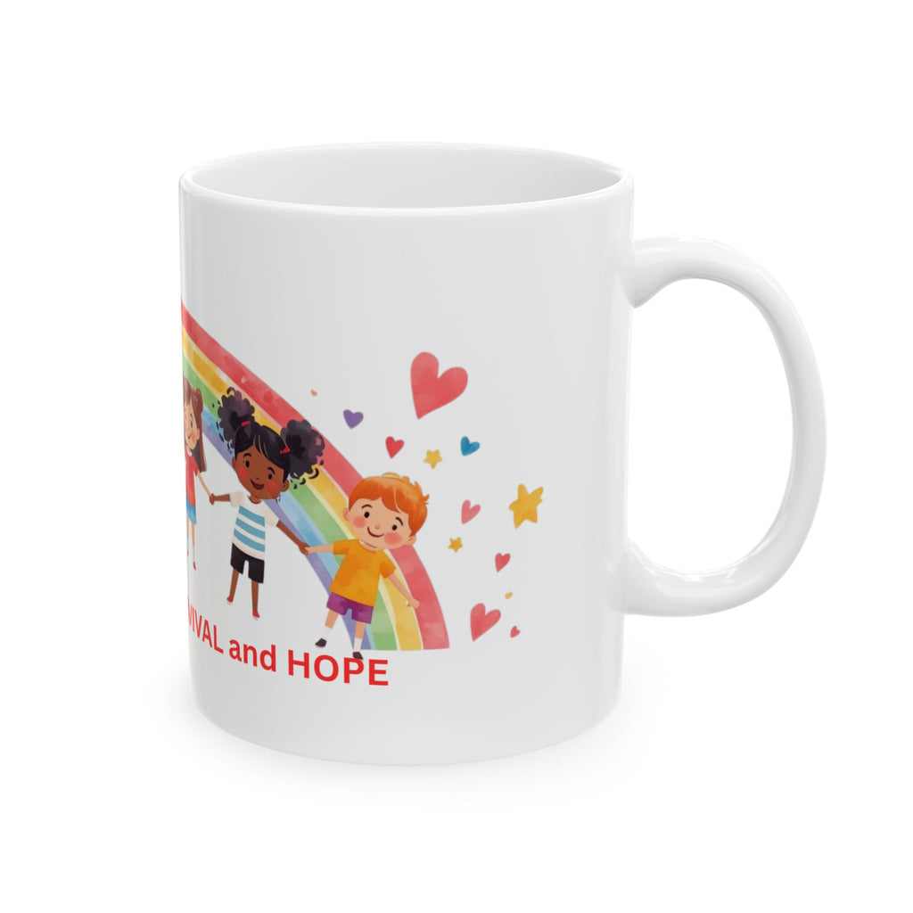 Survivor Celebration Kids Rainbow Ceramic Mug (11oz & 15oz)
