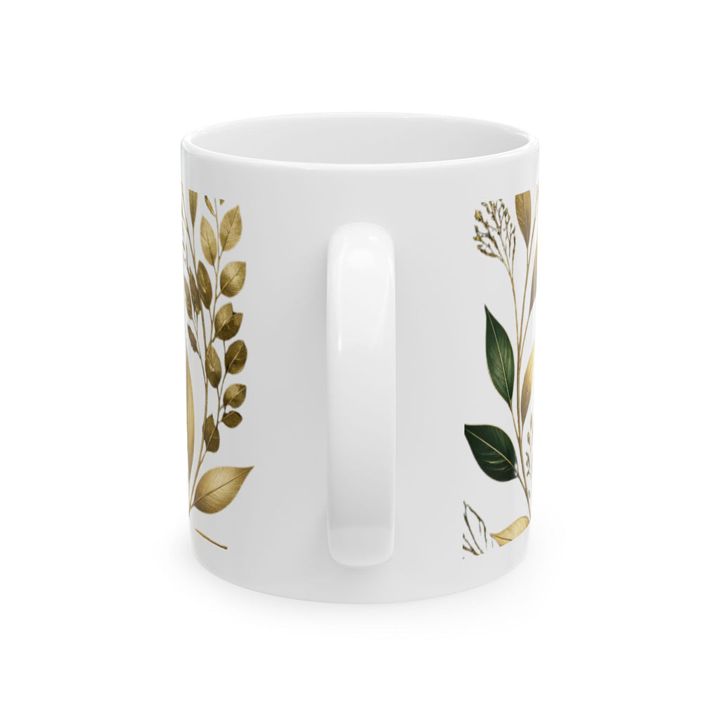Intentional Glow Ceramic Mug — Gold Botanical 11oz & 15oz