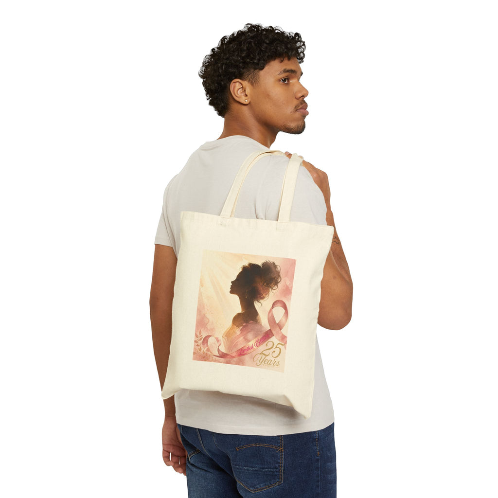 Breast Cancer Awareness Canvas Tote — "Diana's Light" Ribbon Design