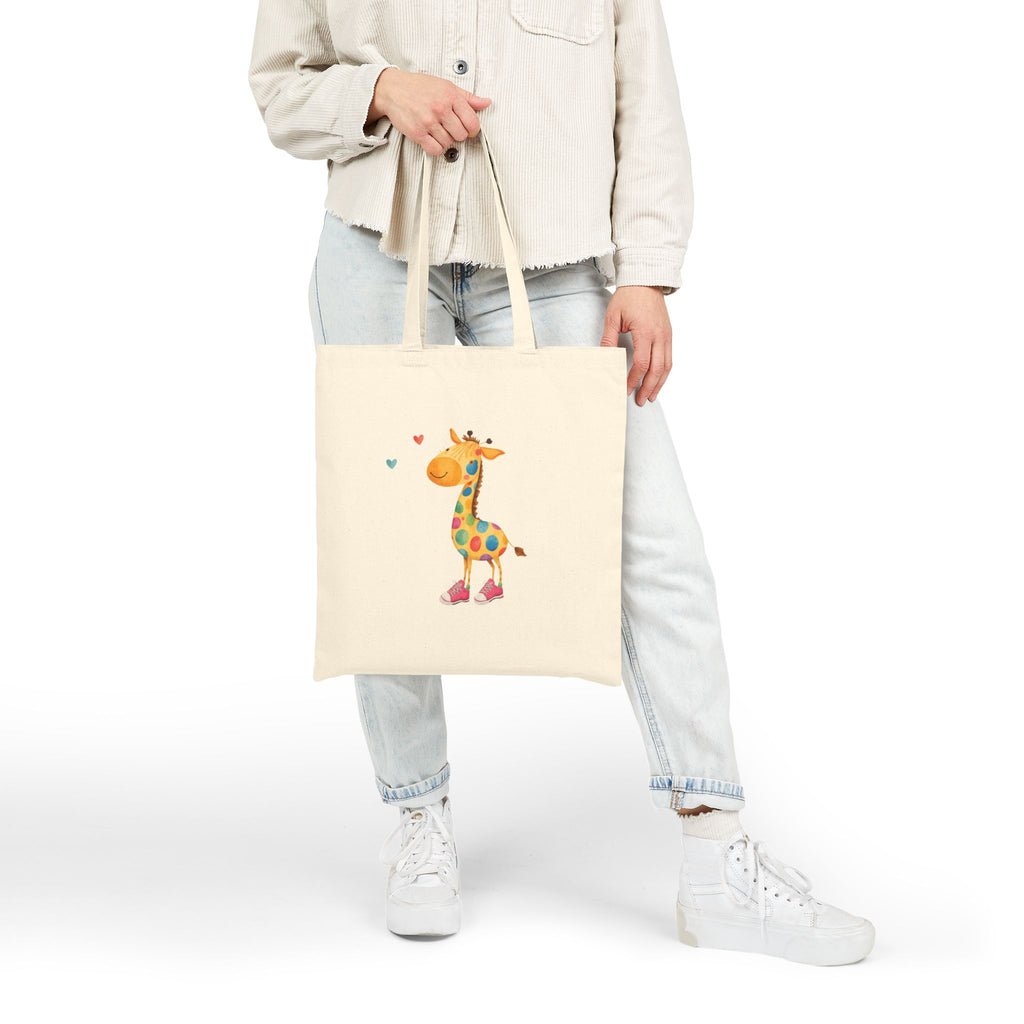 Giraffe Kids Canvas Tote Bag – Cute Colorful Giraffe Illustration