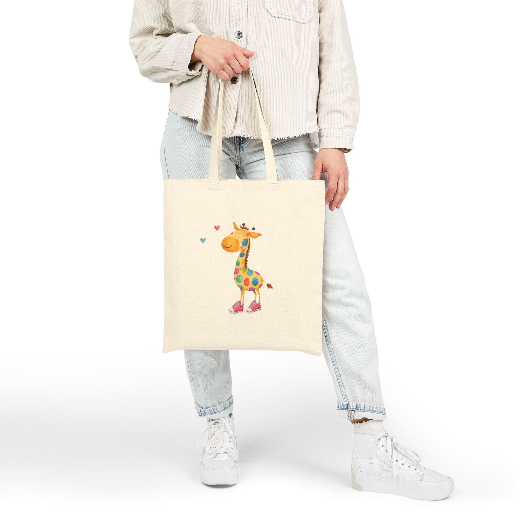 Giraffe Kids Canvas Tote Bag – Cute Colorful Giraffe Illustration