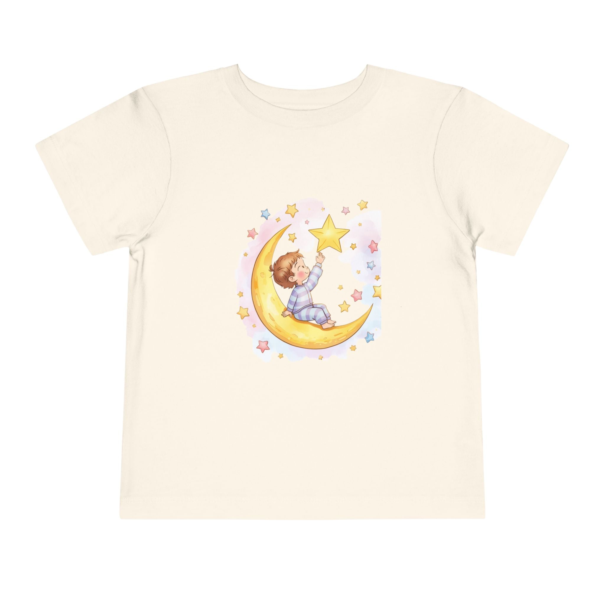 Wish Upon a Star Toddler Tee – Baby on Moon Starry Night Sleepy time Shirt