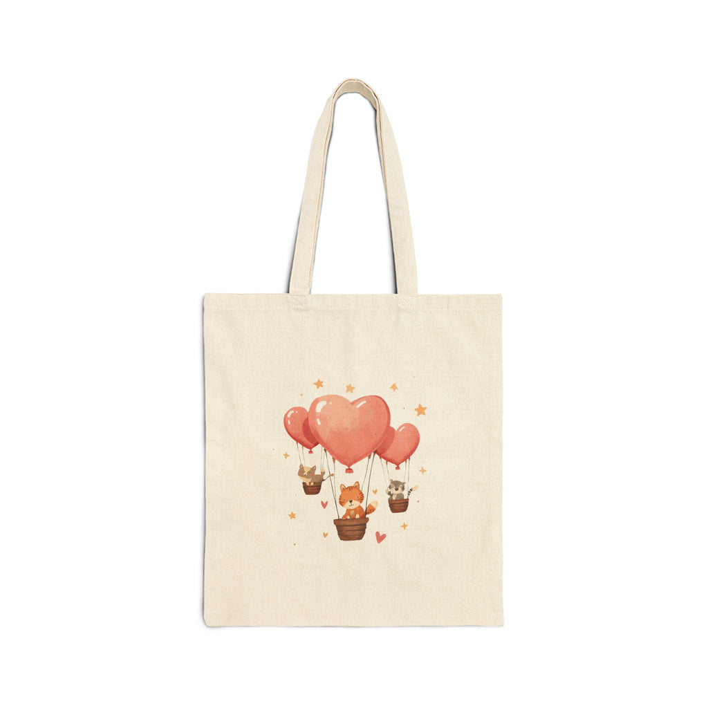 Heart Balloon Canvas Tote Bag — "Art with Heart" Cotton Shopper
