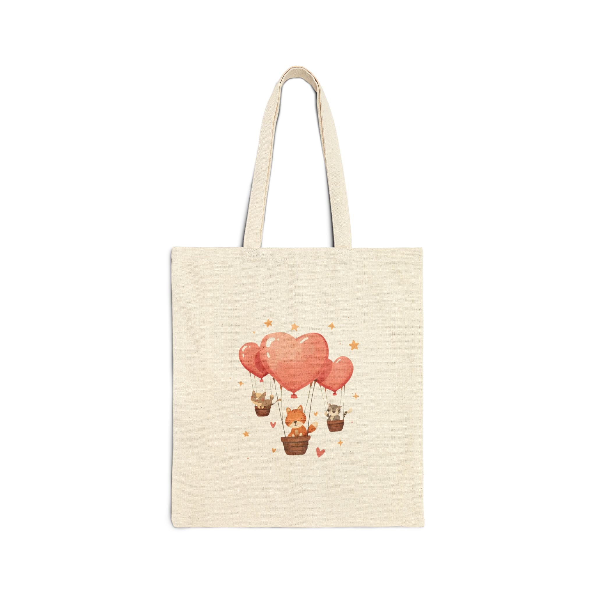 Heart Balloon Canvas Tote Bag — "Art with Heart" Cotton Shopper