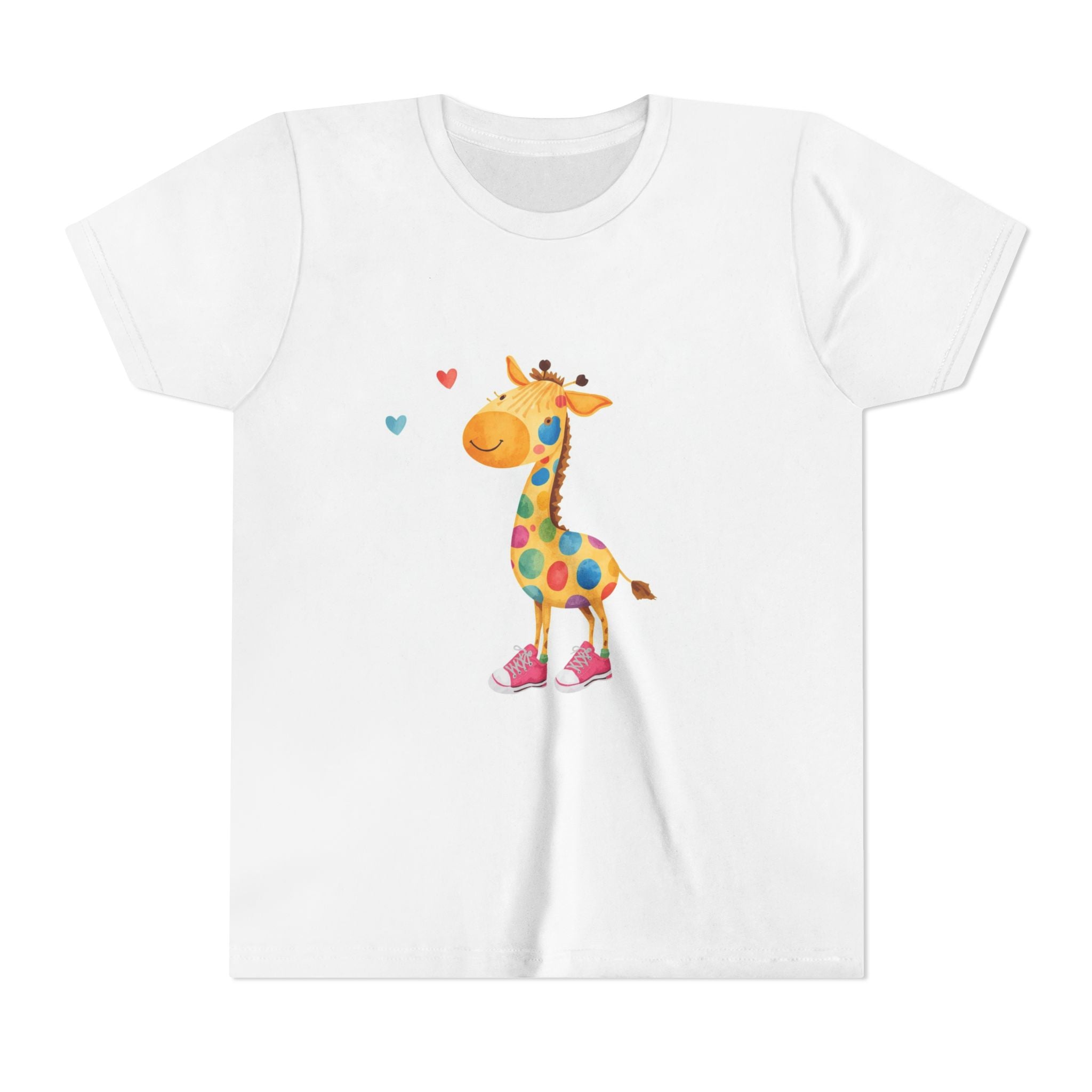 Kids Giraffe Tee — Colorful Polka Dot Giraffe Graphic Youth T-Shirt