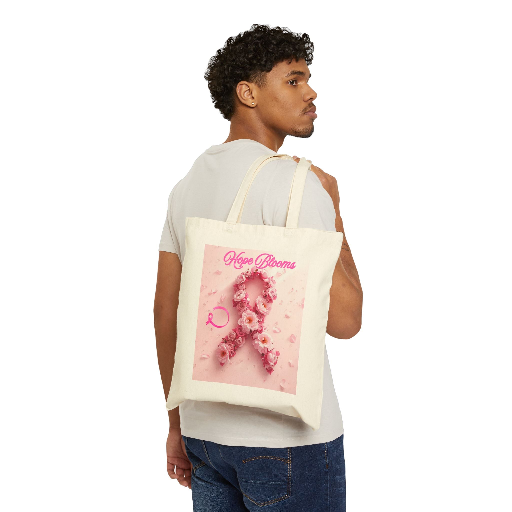 Hope Blooms Pink Ribbon Floral Tote