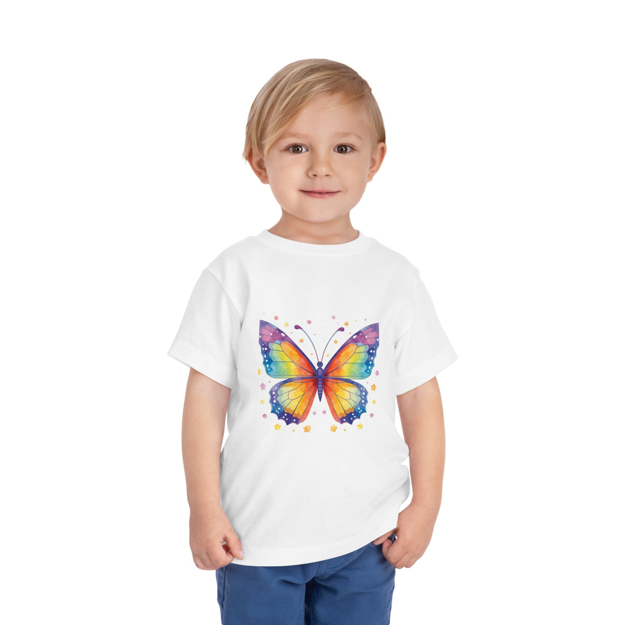 Toddler Tee — Rainbow Watercolor Butterfly Graphic