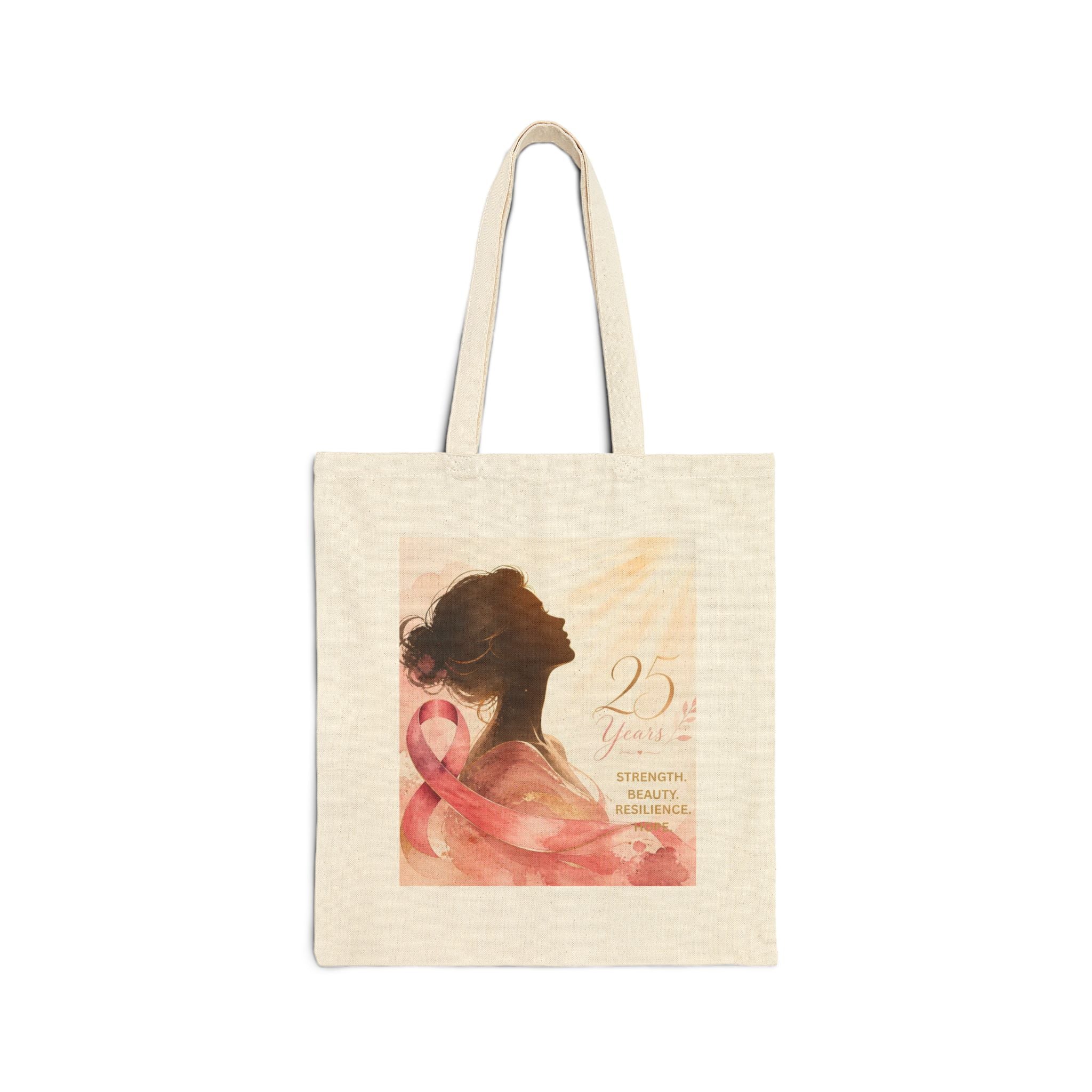 Breast Cancer Awareness Tote Bag — 'Diana's Light' Pink Ribbon Canvas