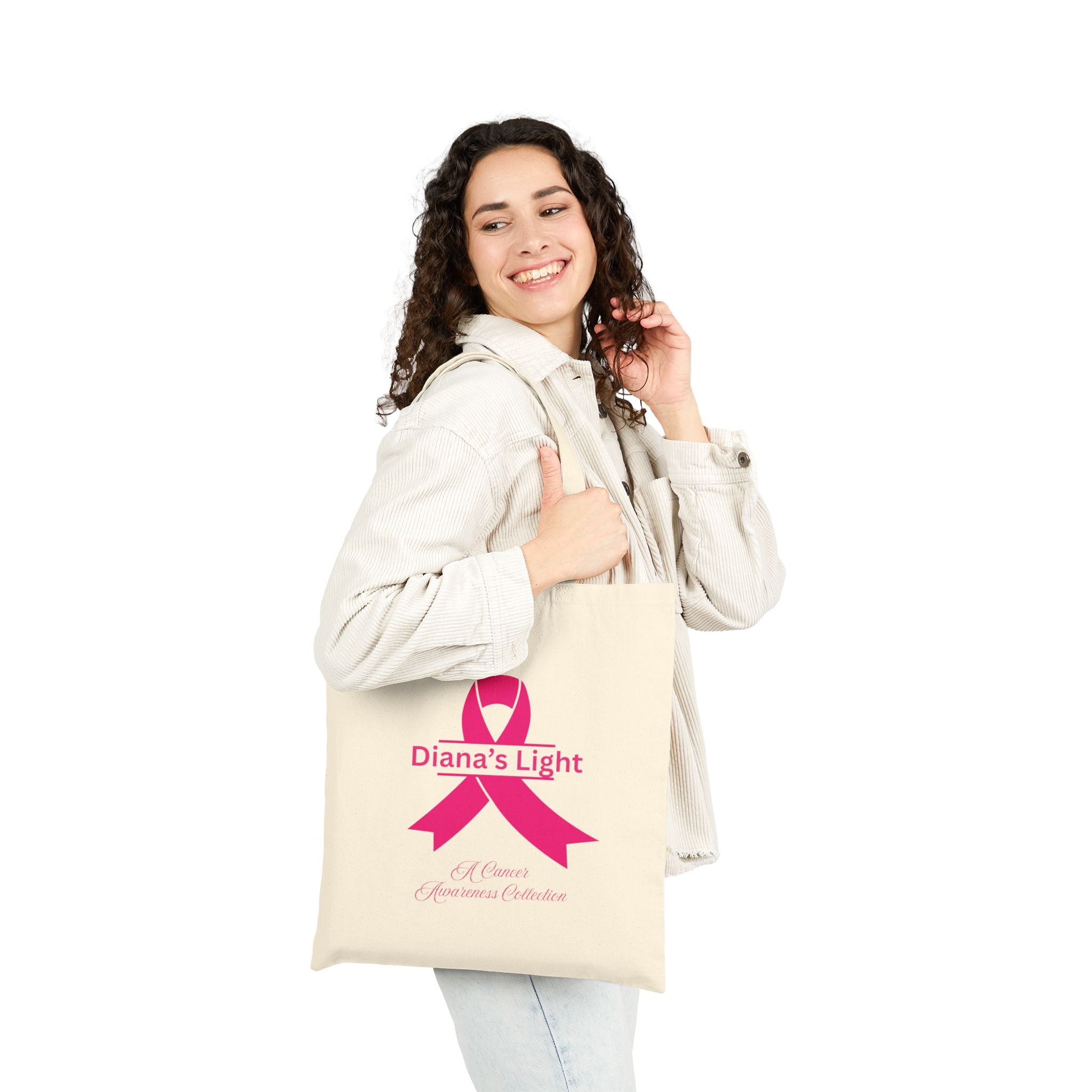 Breast Cancer Awareness Canvas Tote — "Diana's Light" Ribbon Design