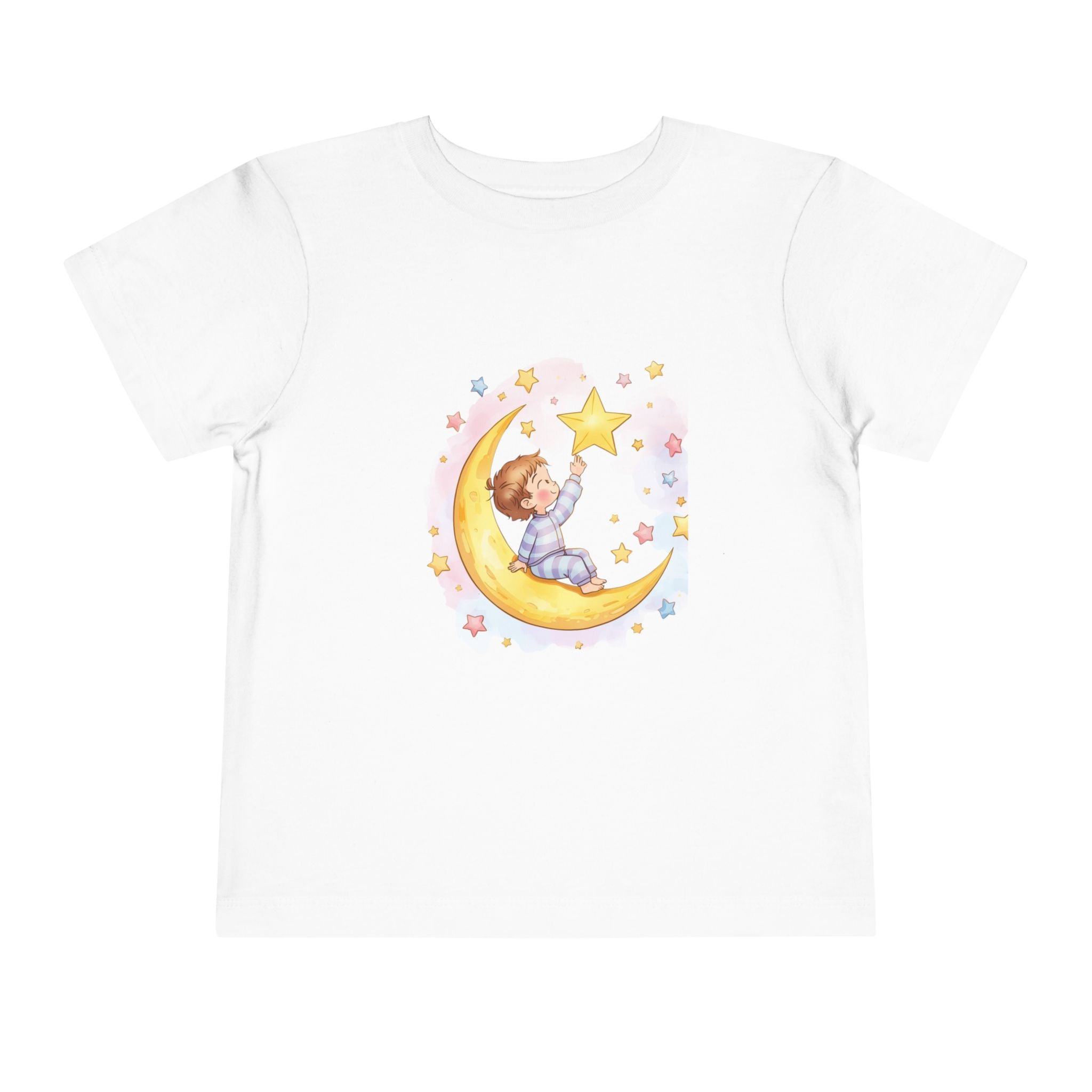 Wish Upon a Star Toddler Tee – Baby on Moon Starry Night Sleepy time Shirt