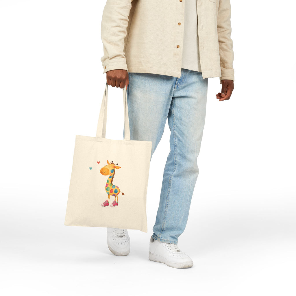 Giraffe Kids Canvas Tote Bag – Cute Colorful Giraffe Illustration