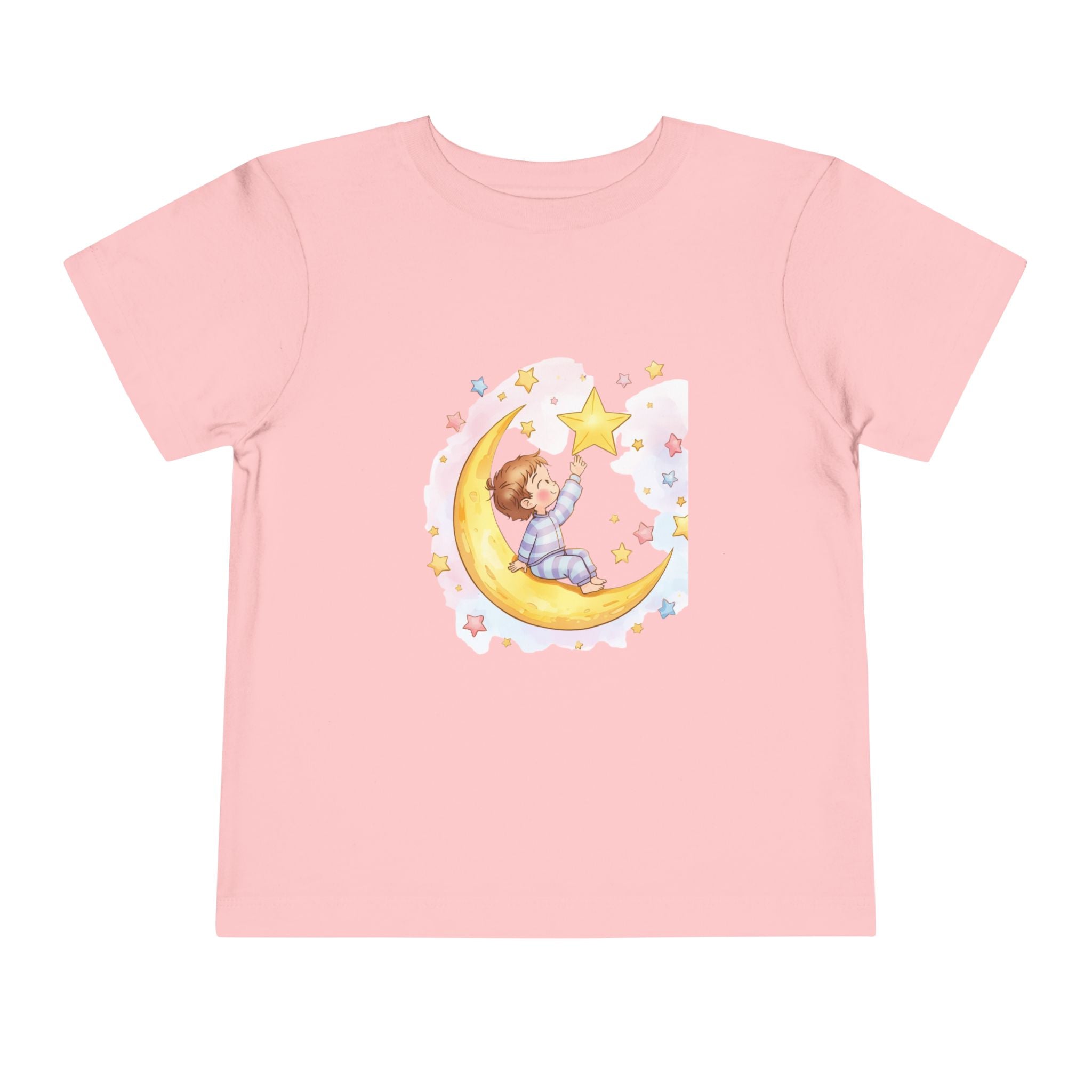 Wish Upon a Star Toddler Tee – Baby on Moon Starry Night Sleepy time Shirt