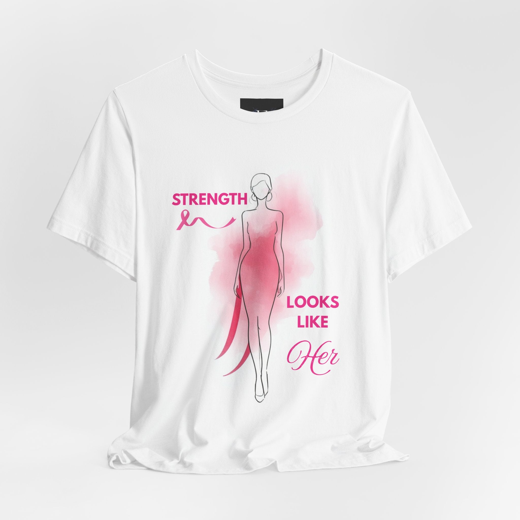 Breast Cancer Awareness Tee - "Strength Looks Like Her" with Pink Ribbon (Diana’s Light)
