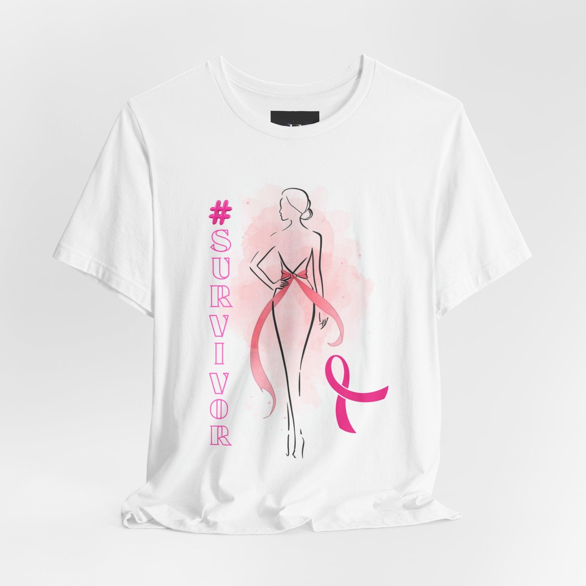 Breast Cancer Survivor T-Shirt — Pink Ribbon "Survivor" Tee (Personalized Back: "Diana's Light")