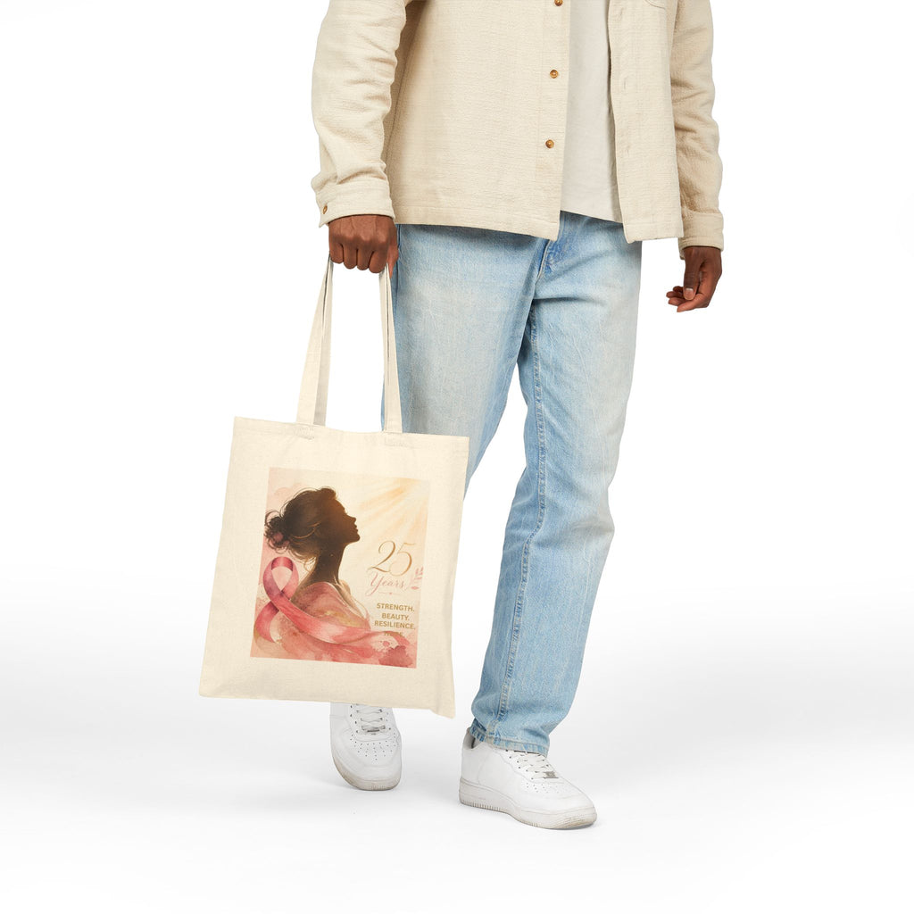 Breast Cancer Awareness Tote Bag — 'Diana's Light' Pink Ribbon Canvas