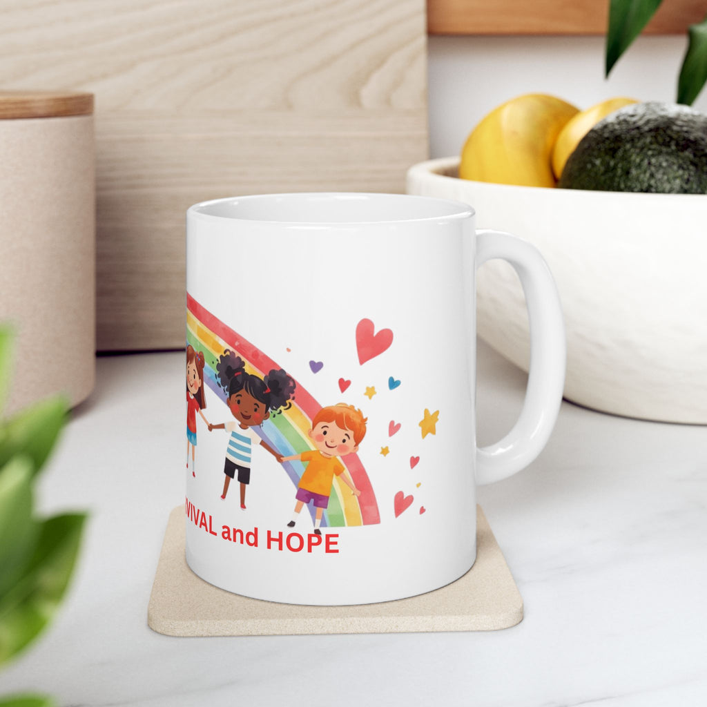 Survivor Celebration Kids Rainbow Ceramic Mug (11oz & 15oz)