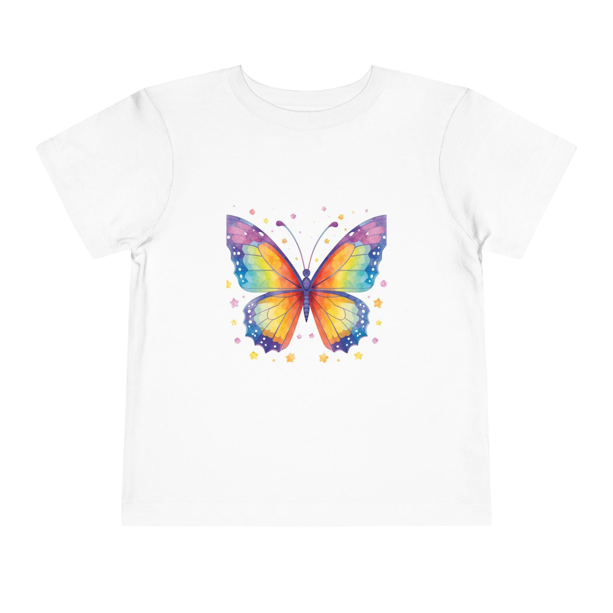 Toddler Tee — Rainbow Watercolor Butterfly Graphic