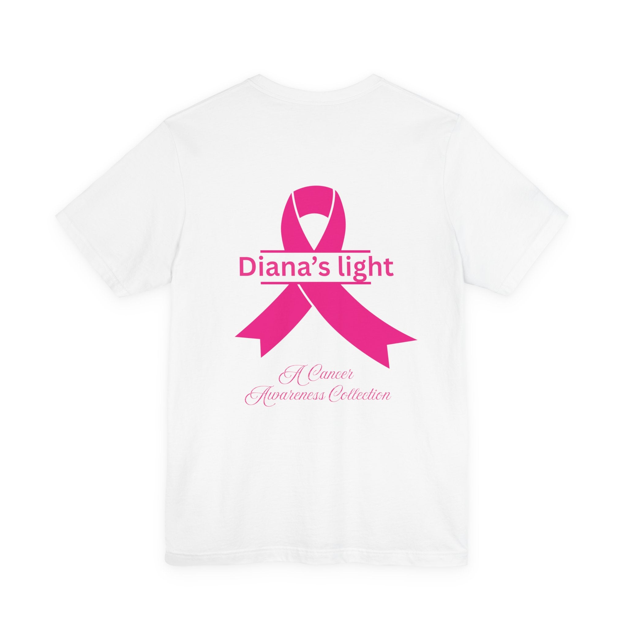 Breast Cancer Survivor T-Shirt — Pink Ribbon "Survivor" Tee (Personalized Back: "Diana's Light")