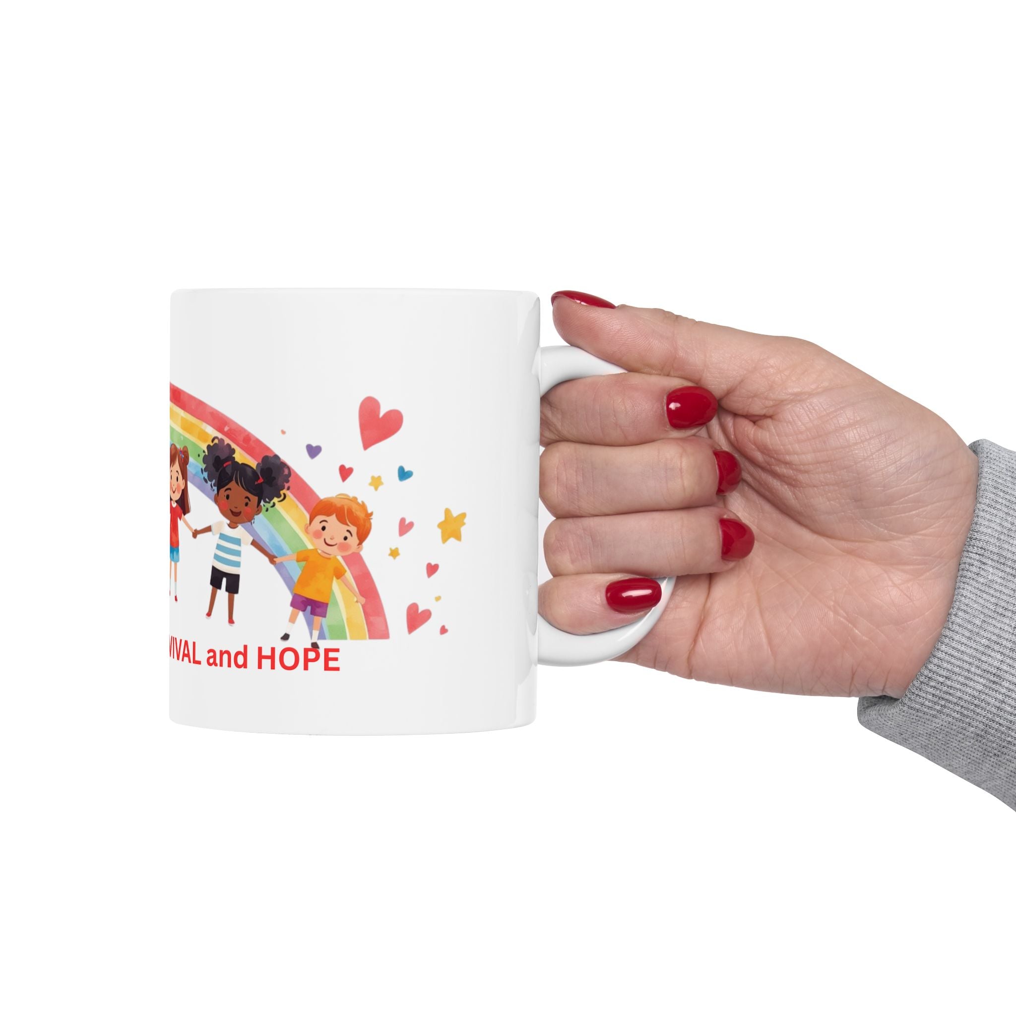 Survivor Celebration Kids Rainbow Ceramic Mug (11oz & 15oz)