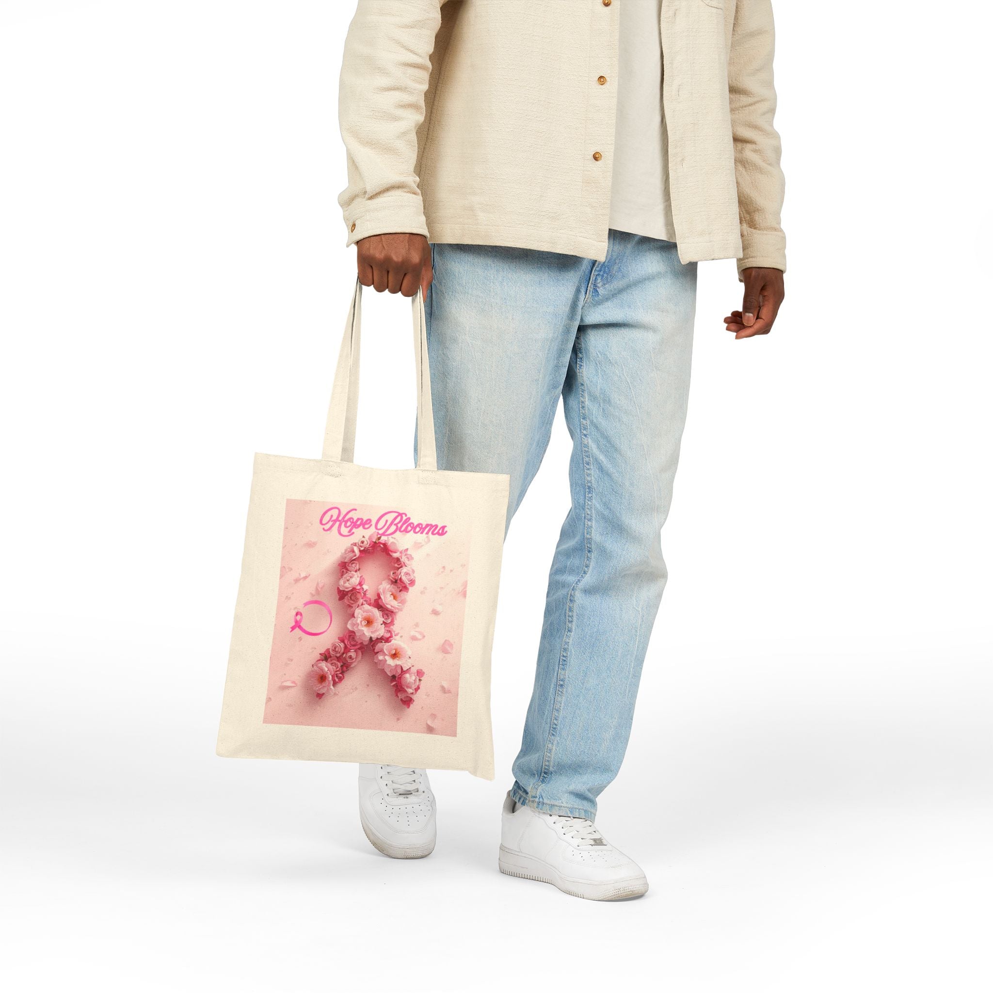 Hope Blooms Pink Ribbon Floral Tote