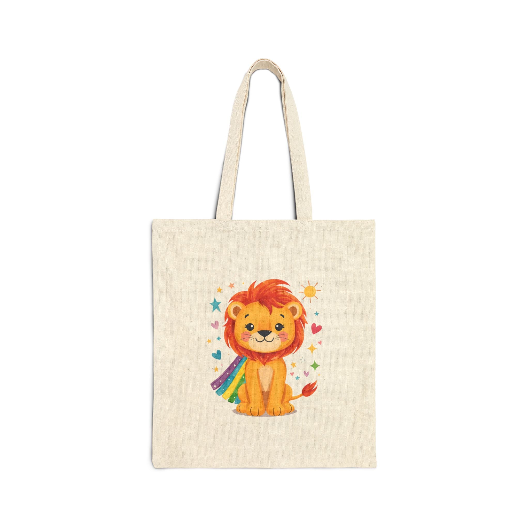 Cute Lion Canvas Tote Bag — 'Art with Heart' Kids Reusable Shopper