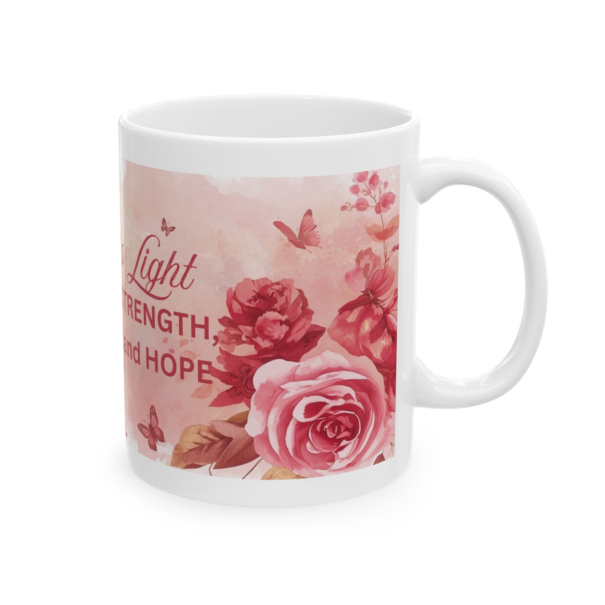 Inspirational Memorial Mug — "Diana's Light: 25 Years of Strength, Resilience and Hope" (Floral)