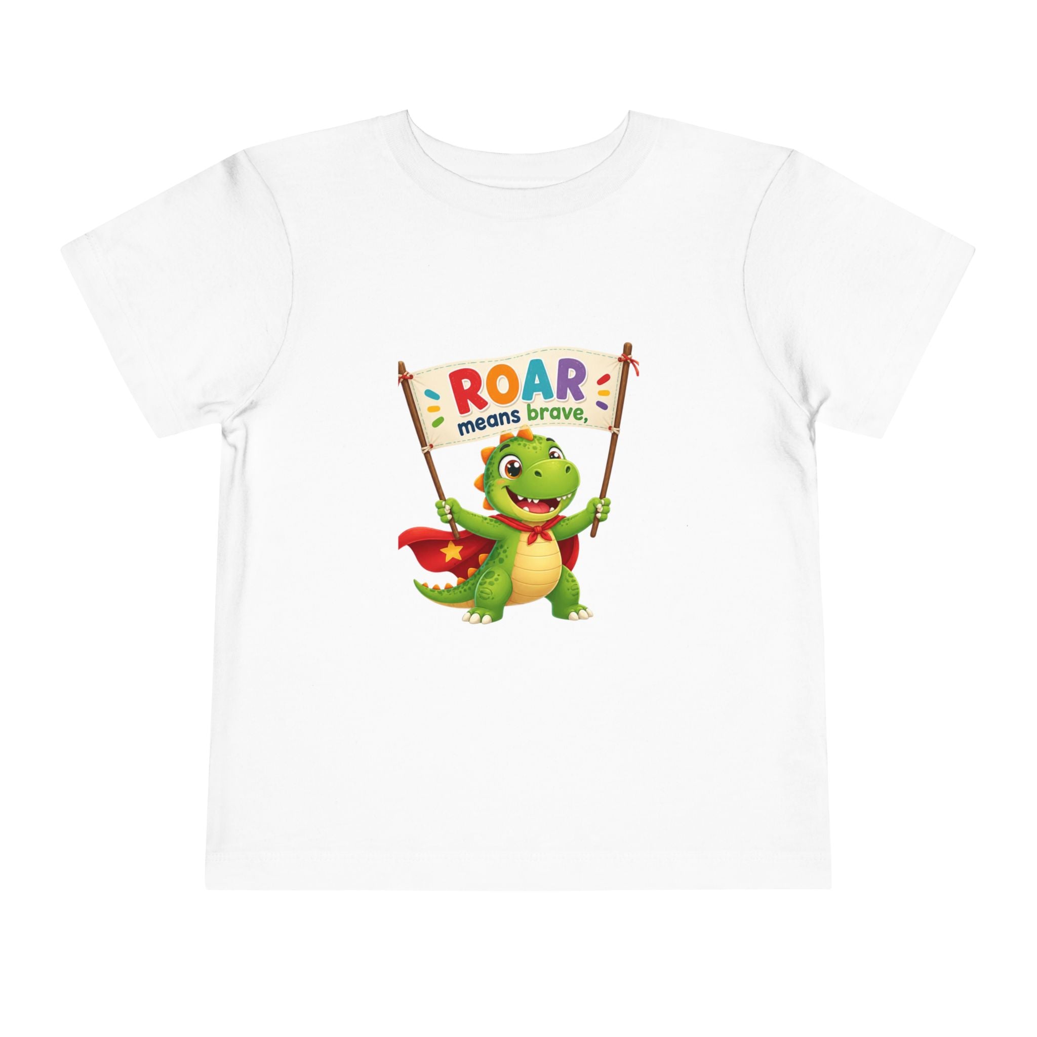 Toddler Tee — "Roar Means Brave" Dino Graphic Shirt for Kids