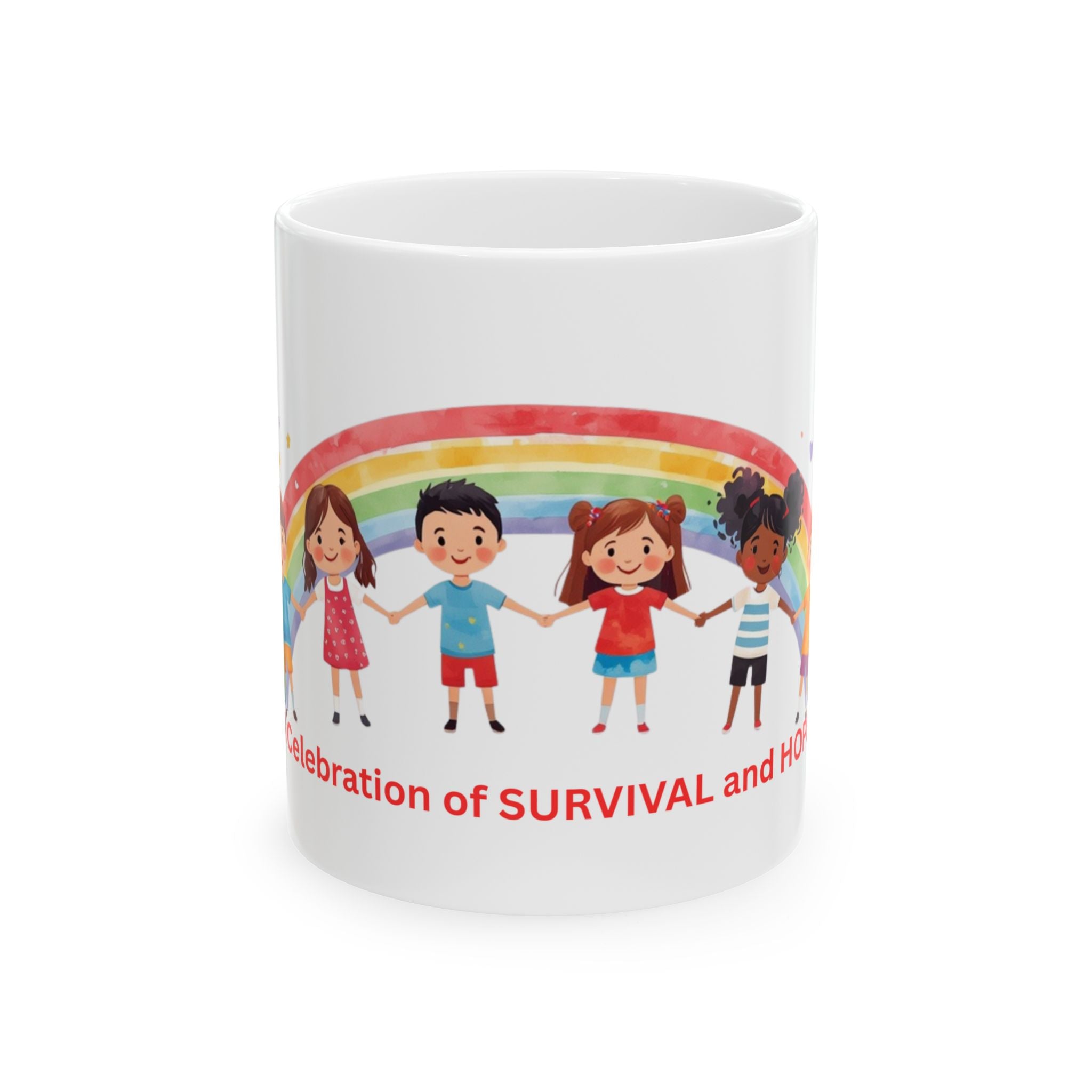 Survivor Celebration Kids Rainbow Ceramic Mug (11oz & 15oz)