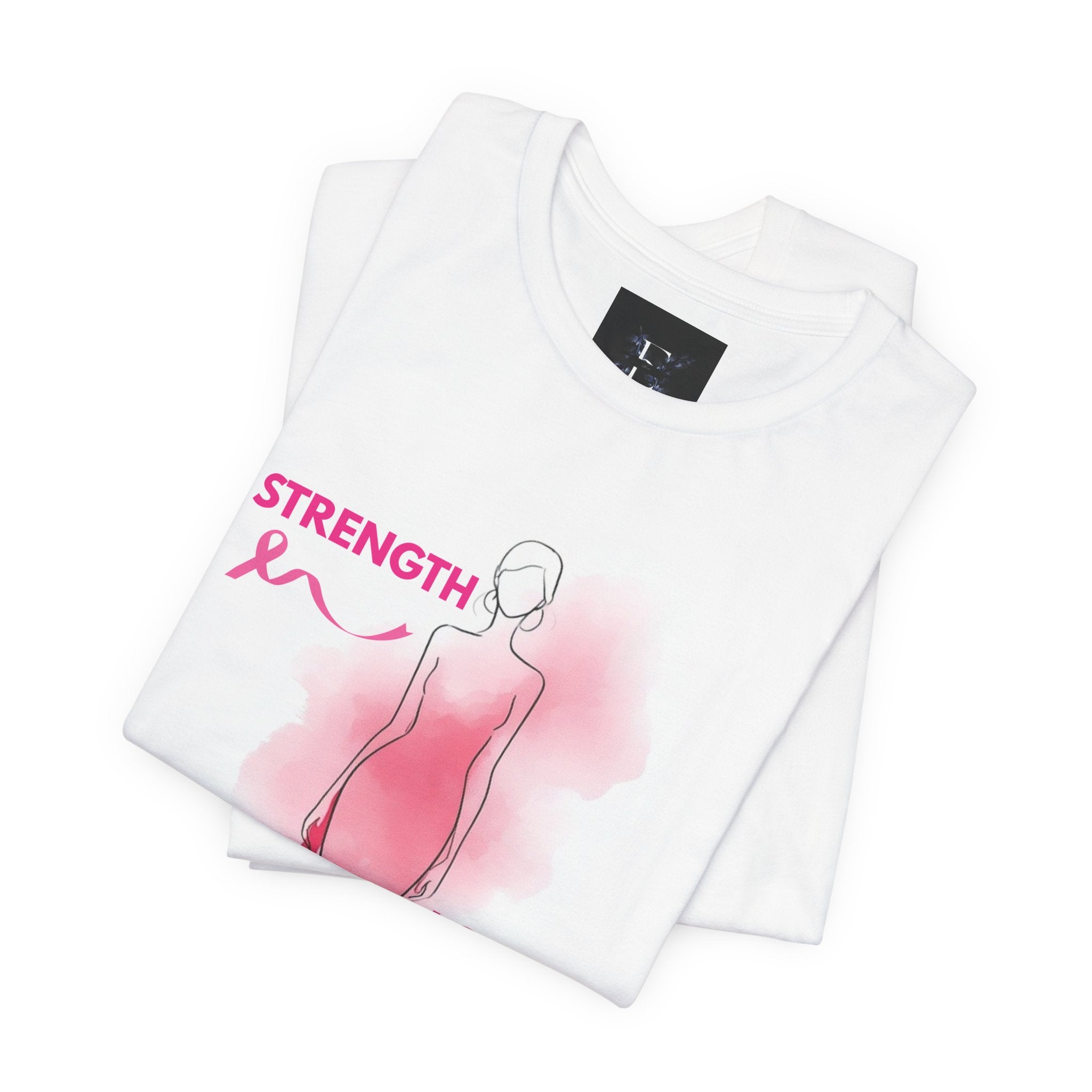 Breast Cancer Awareness Tee - "Strength Looks Like Her" with Pink Ribbon (Diana’s Light)