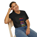 Skincare Retro Script Tee — Colorful Repeated Logo T-Shirt